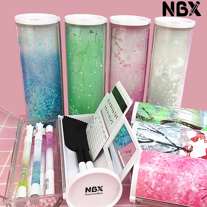 nbx樱花流沙网红卡通动漫文具盒多功能大容量笔盒男孩女小学生