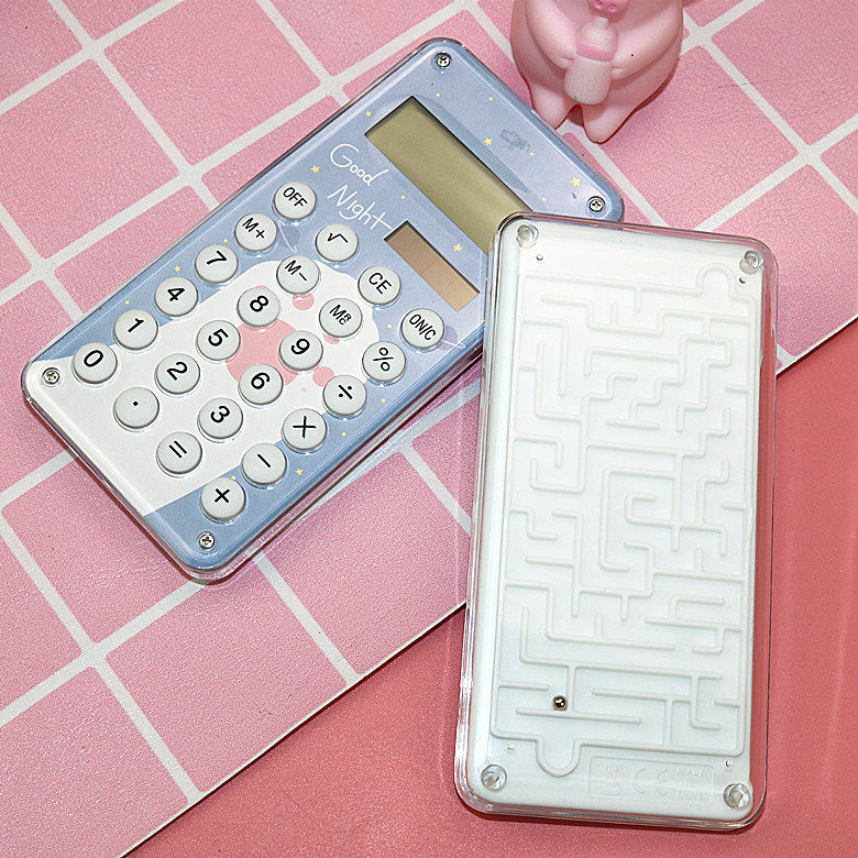 무료 배송 세련된 동물 별이 빛나는 하늘 미니 계산기 환경 친화적인 태양 에너지 귀여운 휴대용 컴퓨터 미로 양면 유행