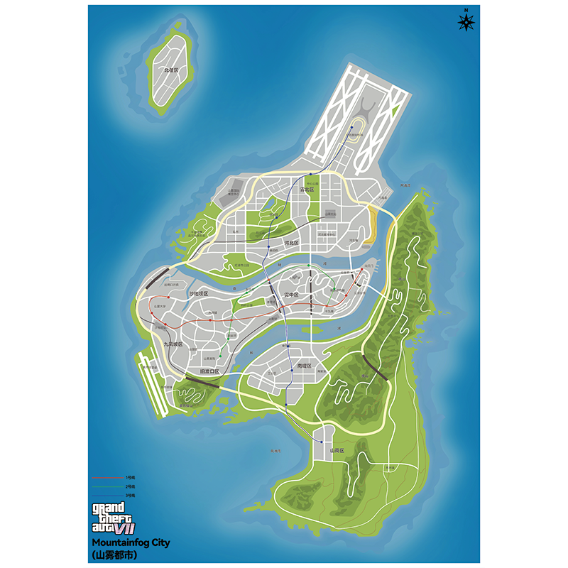 重庆市侠盗猎车手GTA风格电子中文版地图