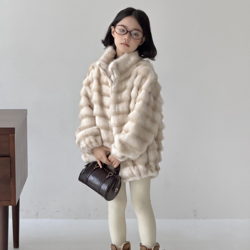 冬季新款男女儿童龙猫毛毛短外套