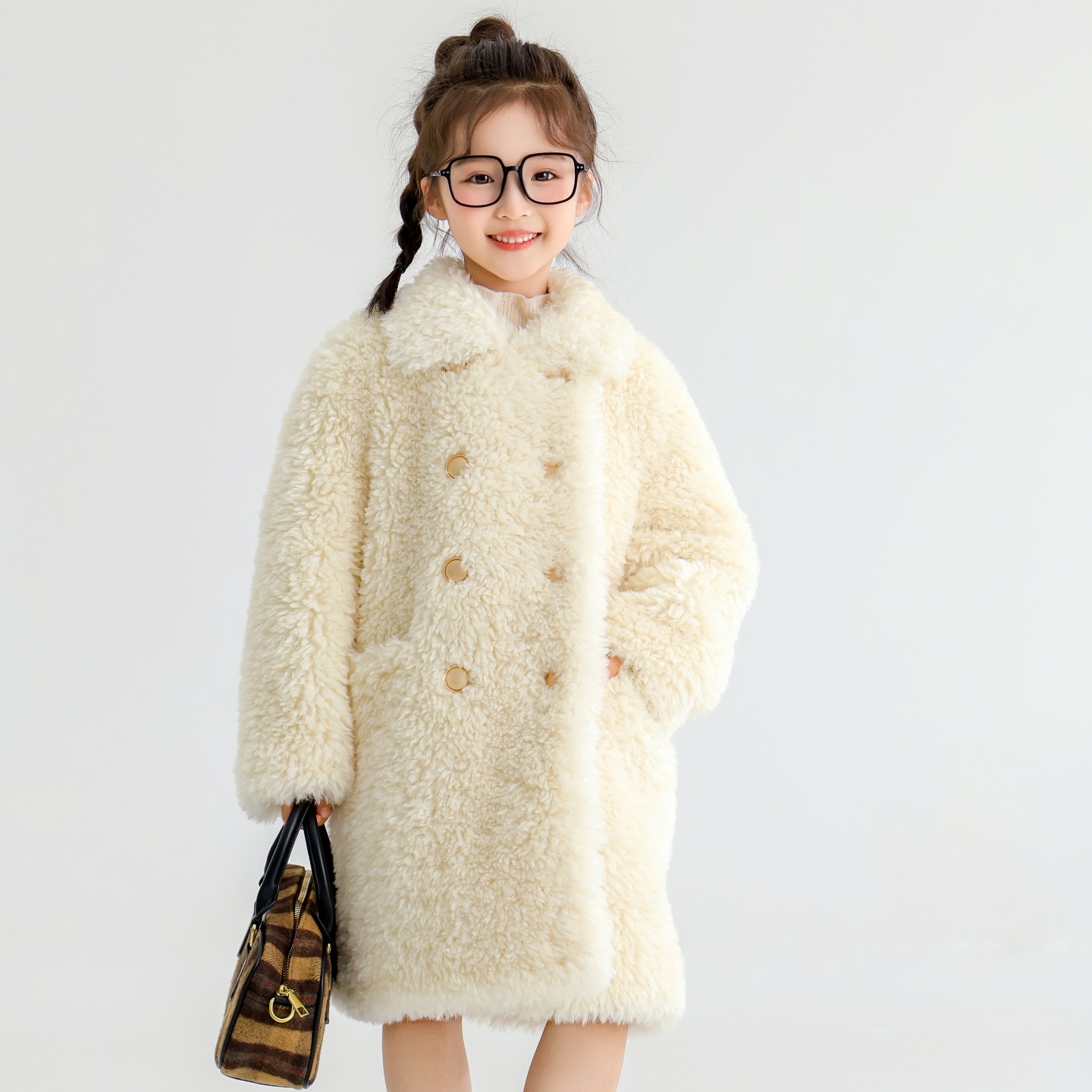 冬季女童皮草外套中长款环保毛