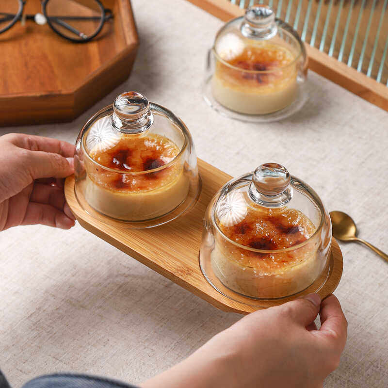 玻璃甜品碗高档美容院茶歇餐具带盖子布丁盅甜品盅水果点心燕窝碗