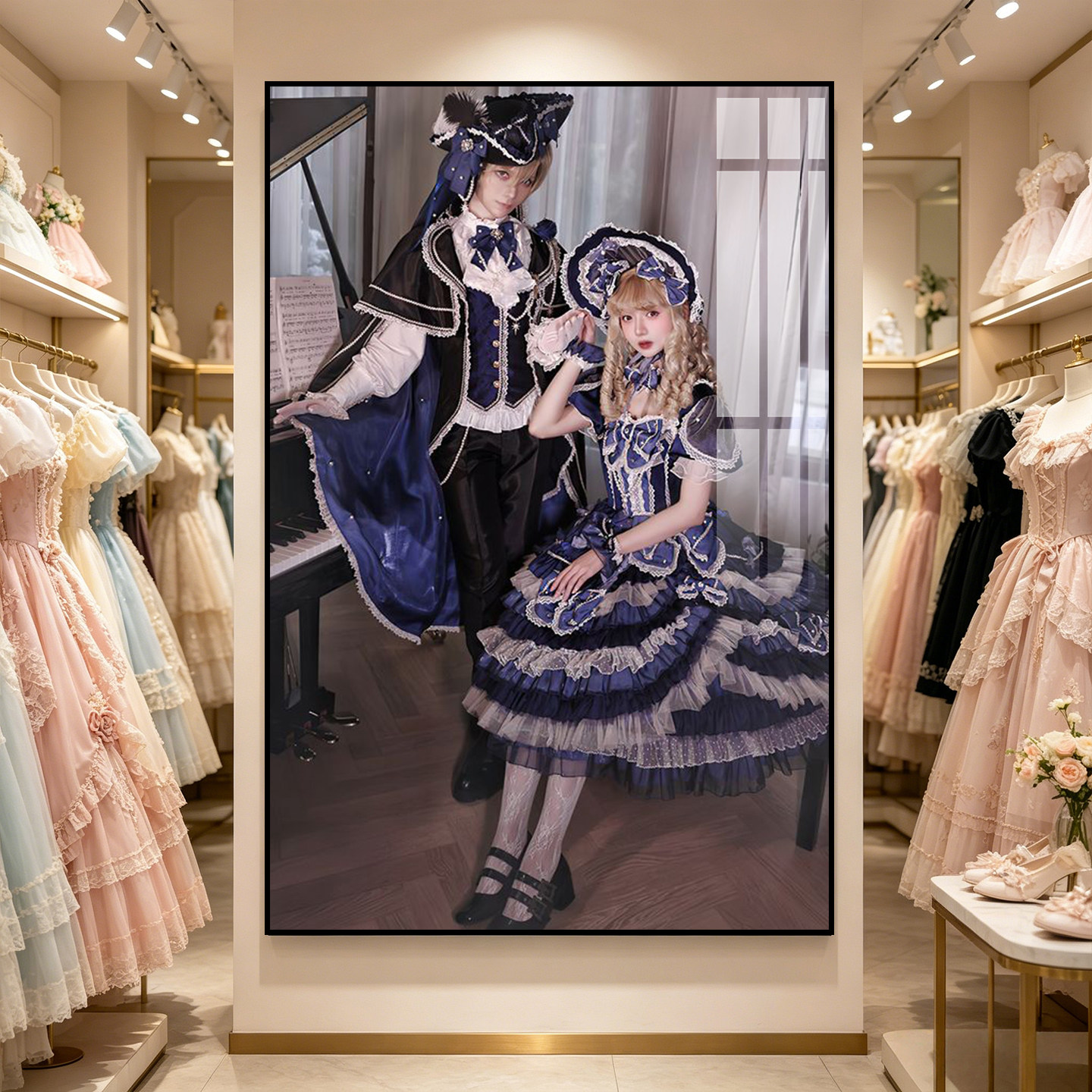 洛丽塔主题装饰画服装店背景墙挂画公主模特直播间氛围lolita壁画