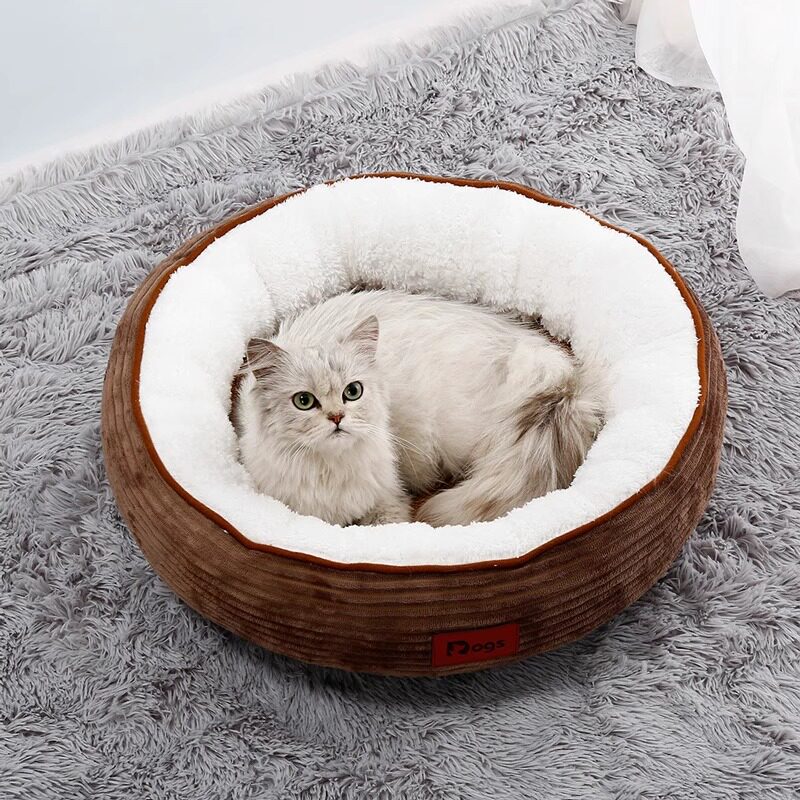 猫窝狗窝宠物用品凉席泰迪小型圆形猫咪睡垫冬季可拆洗羊羔绒猫窝