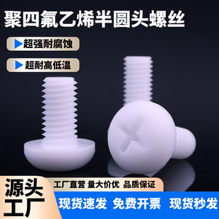 聚四氟乙烯盘头一十字螺丝PTFE四氟半圆头螺钉耐腐耐高温绝缘螺栓