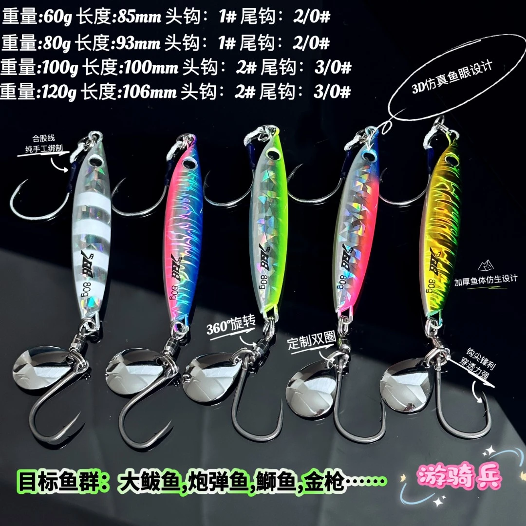 游骑兵双钩小胖子铁板路亚饵（拍一发二）鲅鱼炮弹鱼黄条鰤