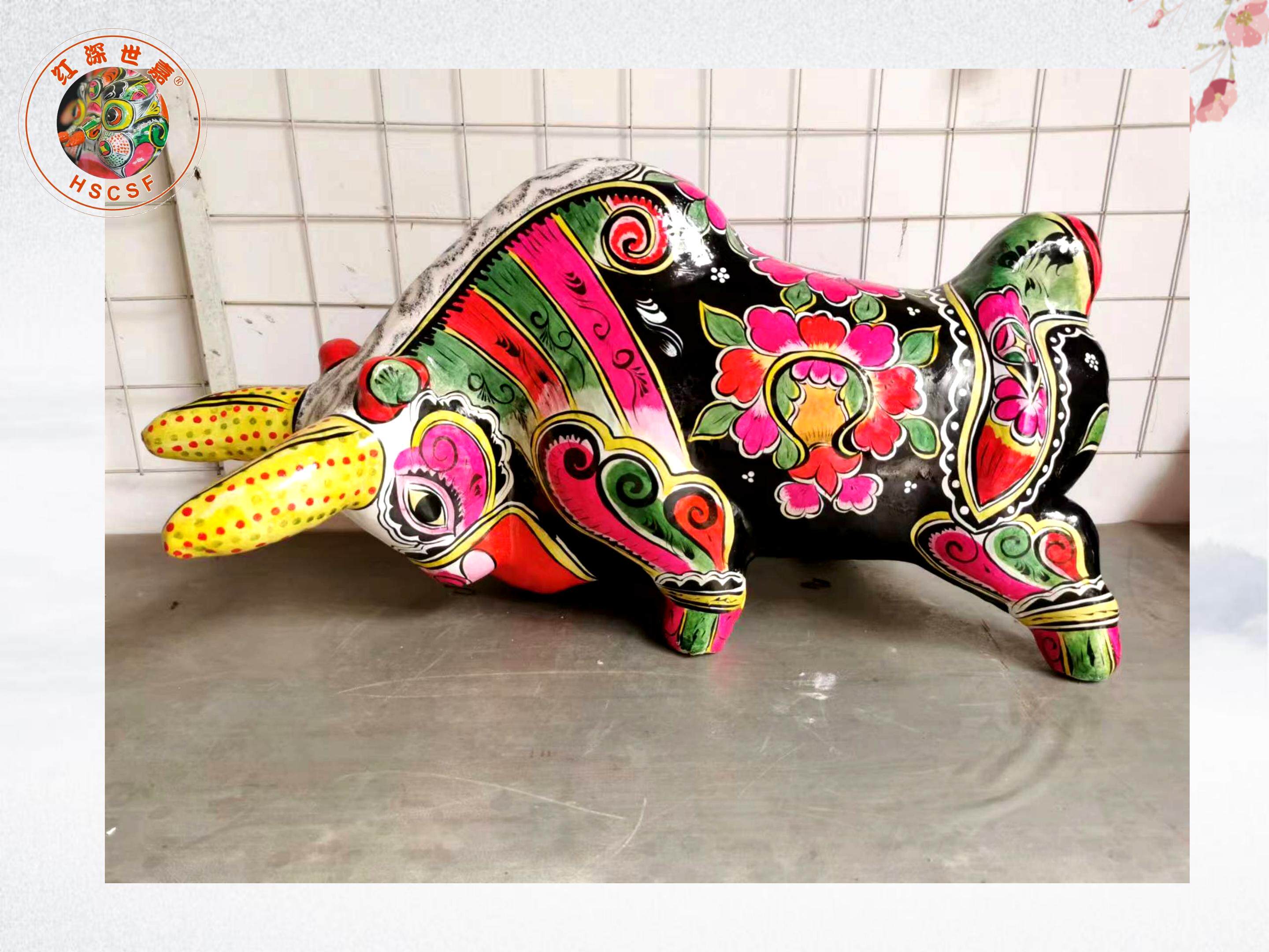 (胡深世家)纯手工陕西凤翔泥塑泥塑牛非物质文化遗产商务摆件礼品