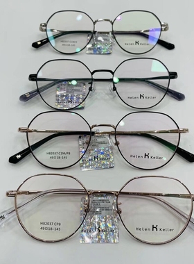 新款82037男女近视镜框超轻金属光学眼镜架配防蓝光片