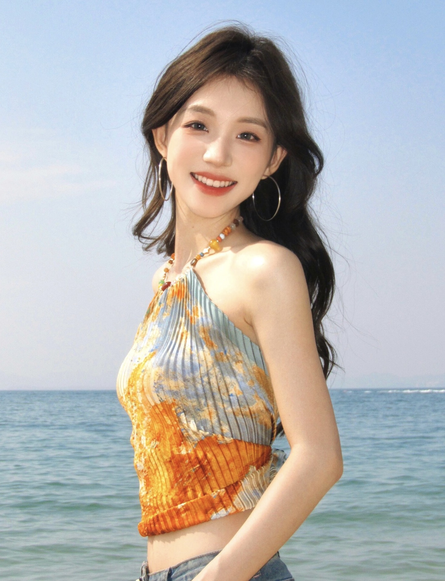 HuaHua 花花 小众法式绝美小香风高级感背心辣妹挂脖设计吊带上衣