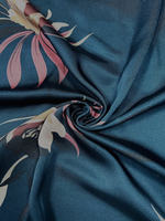 New polyester twill fabric spring and summer printed fabric with a navy blue base and floral patterns, non-transparent and non-elastic soft clothing fabric thumbnail 3