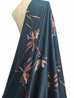 New polyester twill fabric spring and summer printed fabric with a navy blue base and floral patterns, non-transparent and non-elastic soft clothing fabric thumbnail 5