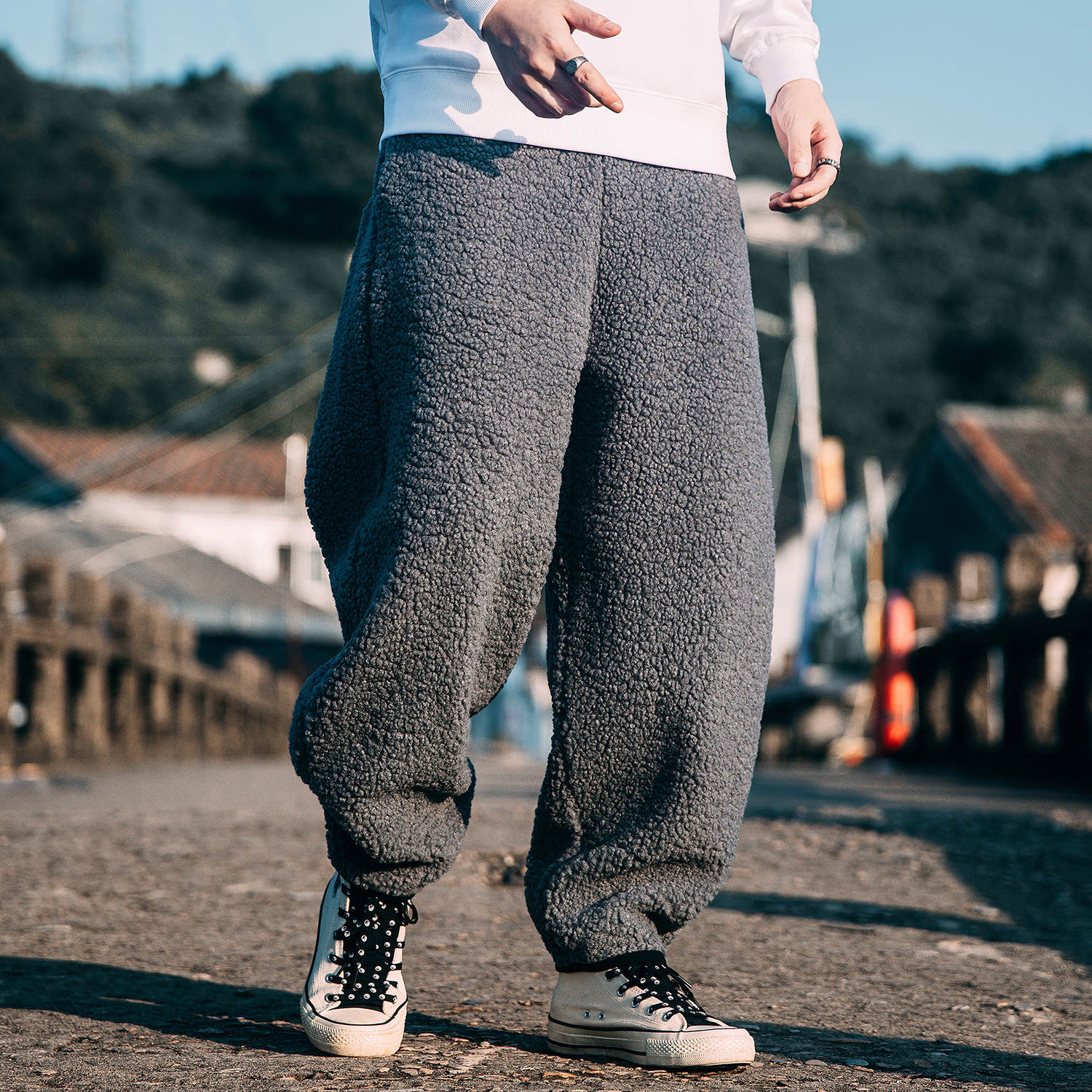 琳琅长裤休闲裤国潮羊羔毛哈伦裤