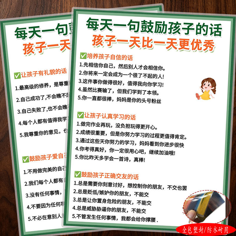 每天一句鼓励孩子的话家庭教育话术培养自信激励成长宣传单海报A4