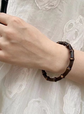 野生精品紫竹根多节流行藤镯黑色鸡血藤手镯细款精致可定制西藏