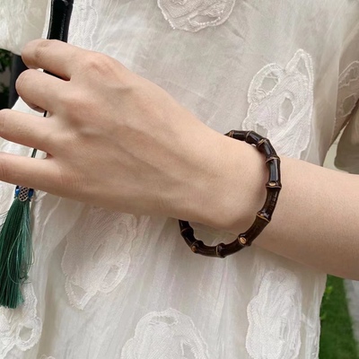 野生精品紫竹根多节流行藤镯黑色鸡血藤手镯细款精致可定制西藏