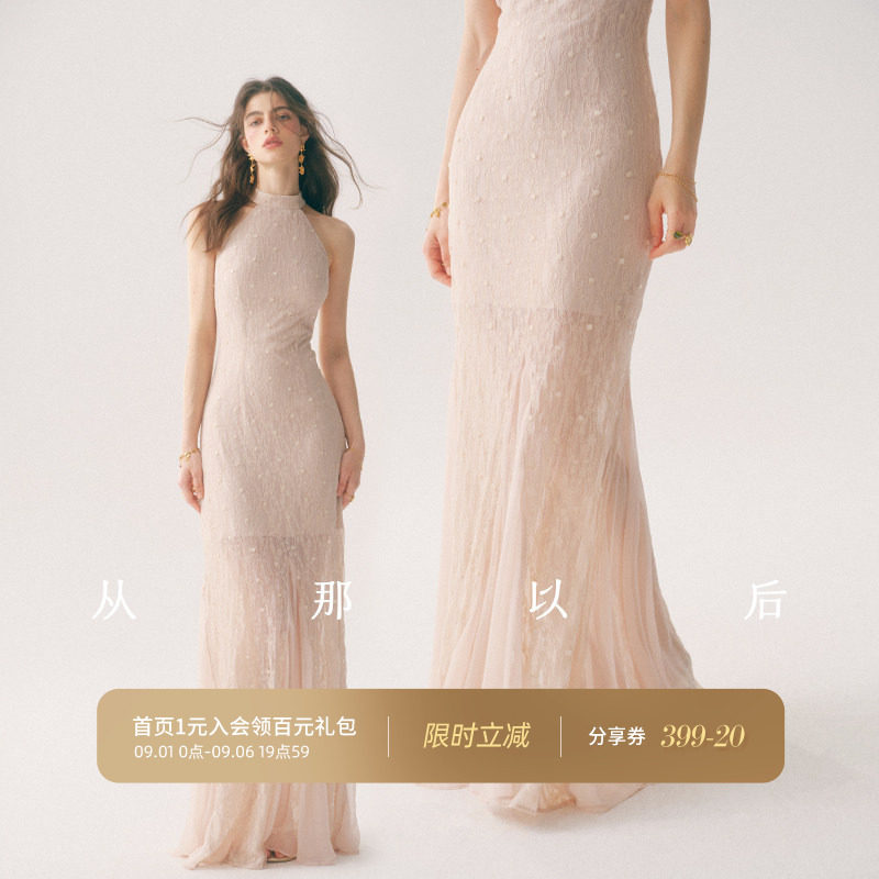 从那以后法式粉色连衣裙女夏季图片