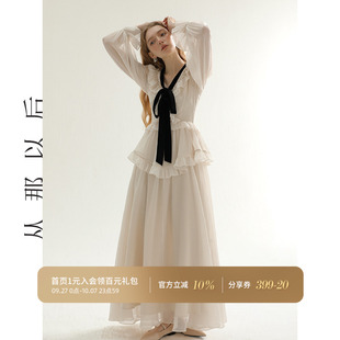 長裙高級感裙子秋季 穿搭禮服千金裙女早秋 連衣裙長袖 從那以后法式