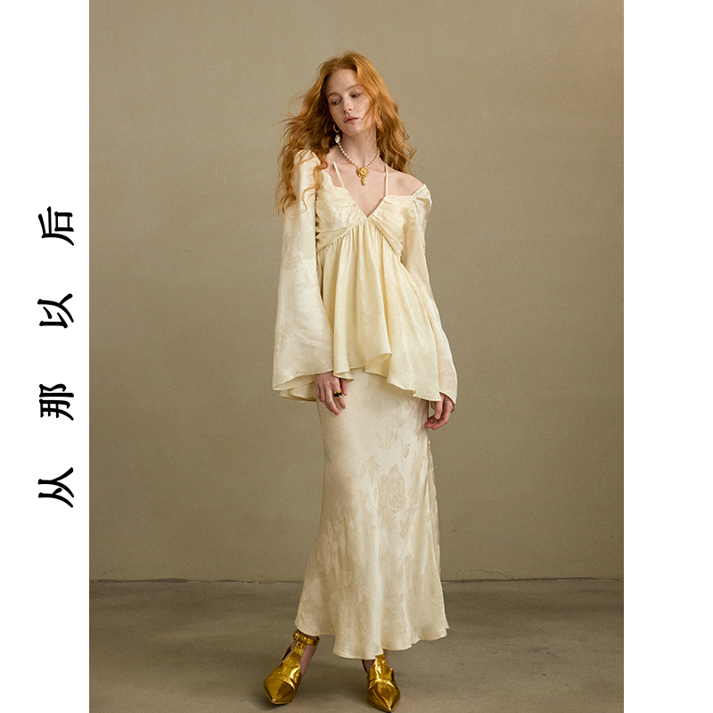 从那以后巴洛克浮白法式风套装裙上衣半身裙两件套裙复古礼服裙女