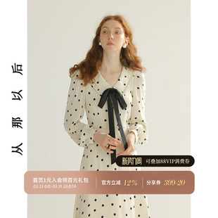 裙子女秋季 从那以后法式 波点连衣裙飘带长裙高级感穿搭公主裙长袖