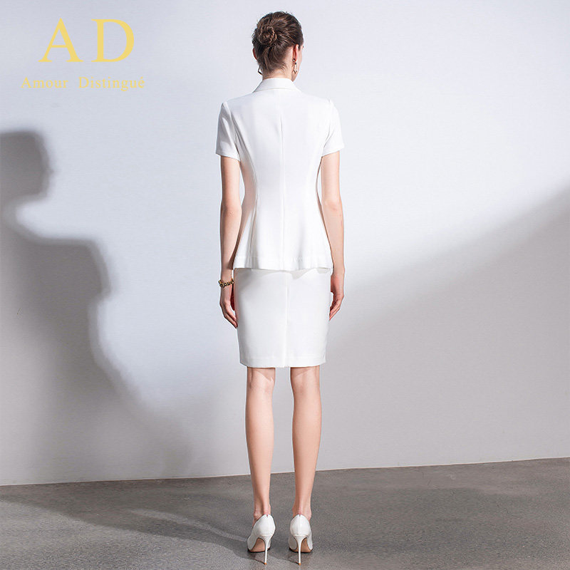 AD SUMMER THIN WHITE SKIRT SIMPLE AND CAPABLE PROFESSIONAL SUIT WOMENS FASHION TEMPERAMENT PRESIDENT SUIT LIGHT LUXURY FORMAL WEAR
