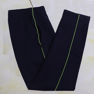藏蓝色校服裤子小学生春秋款直筒夏季款一道荧光绿绳运动休闲长裤