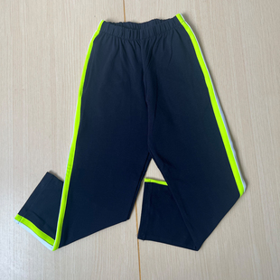 秋冬加绒藏蓝直筒初高中小学生运动校服裤子荧光绿宽杠白条定做