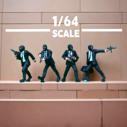 1/64微缩兵人头套西装模型袖珍人偶手办沙盘场景桌面摆件造景