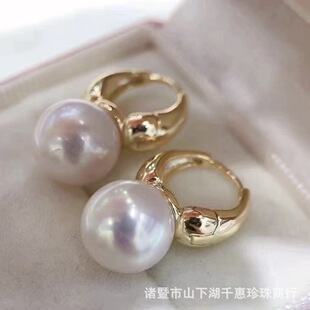 马凡舒同款S925纯银精工复古天然爱迪生珍珠耳扣简约大气耳环