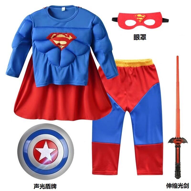 超人衣服儿童cospaly蜘蛛侠服装男女童钢铁侠动漫走秀表演服套装