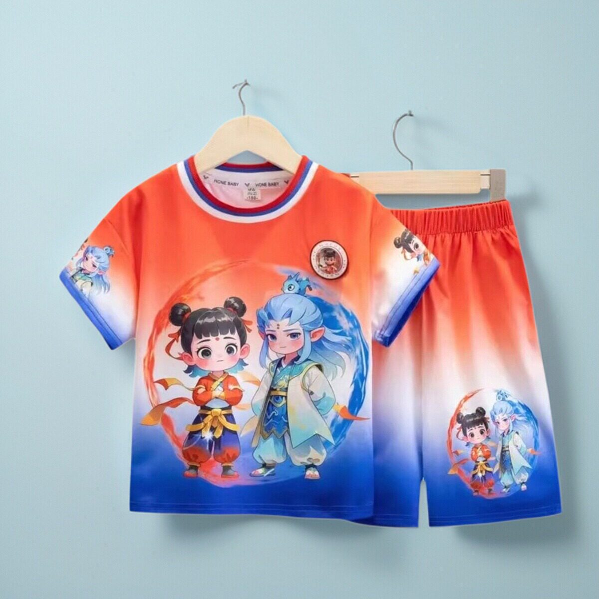 男童哪吒夏装短袖套装篮球服2025