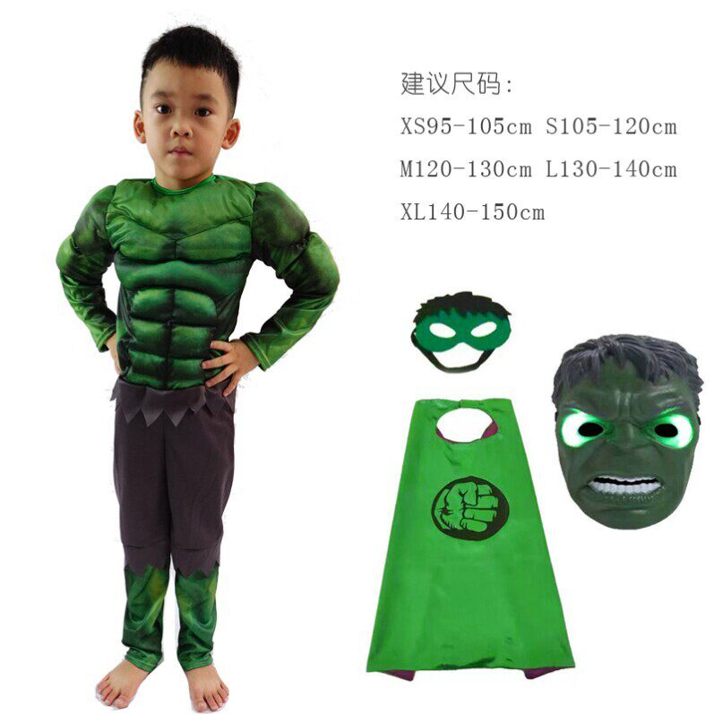 儿童节绿巨人儿童长袖演出服饰cos肌肉服男孩生日节日表演服装酷