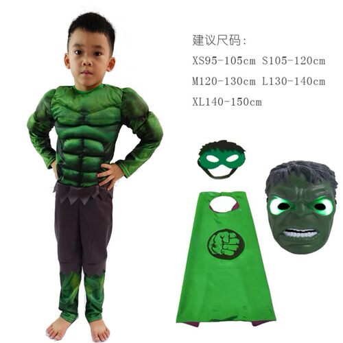 儿童节绿巨人儿童长袖演出服饰cos肌肉服男孩生日节日表演服装酷