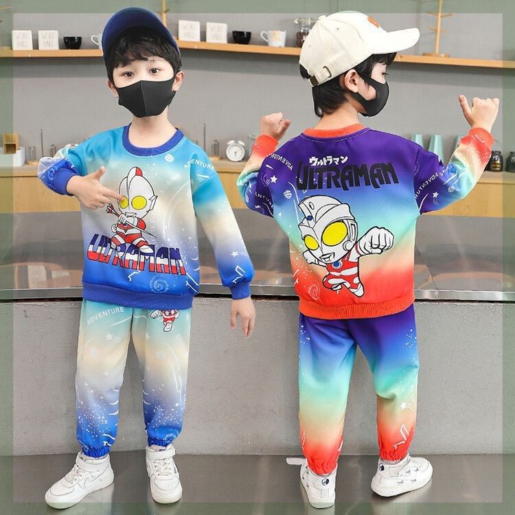奥特曼衣服休闲宽松酷帅炸街卫衣套装中小男童2025春秋季套装洋气
