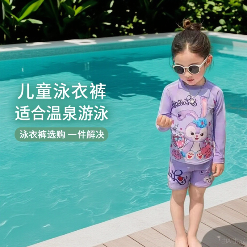 夏季2025新款儿童泳衣长袖速干女