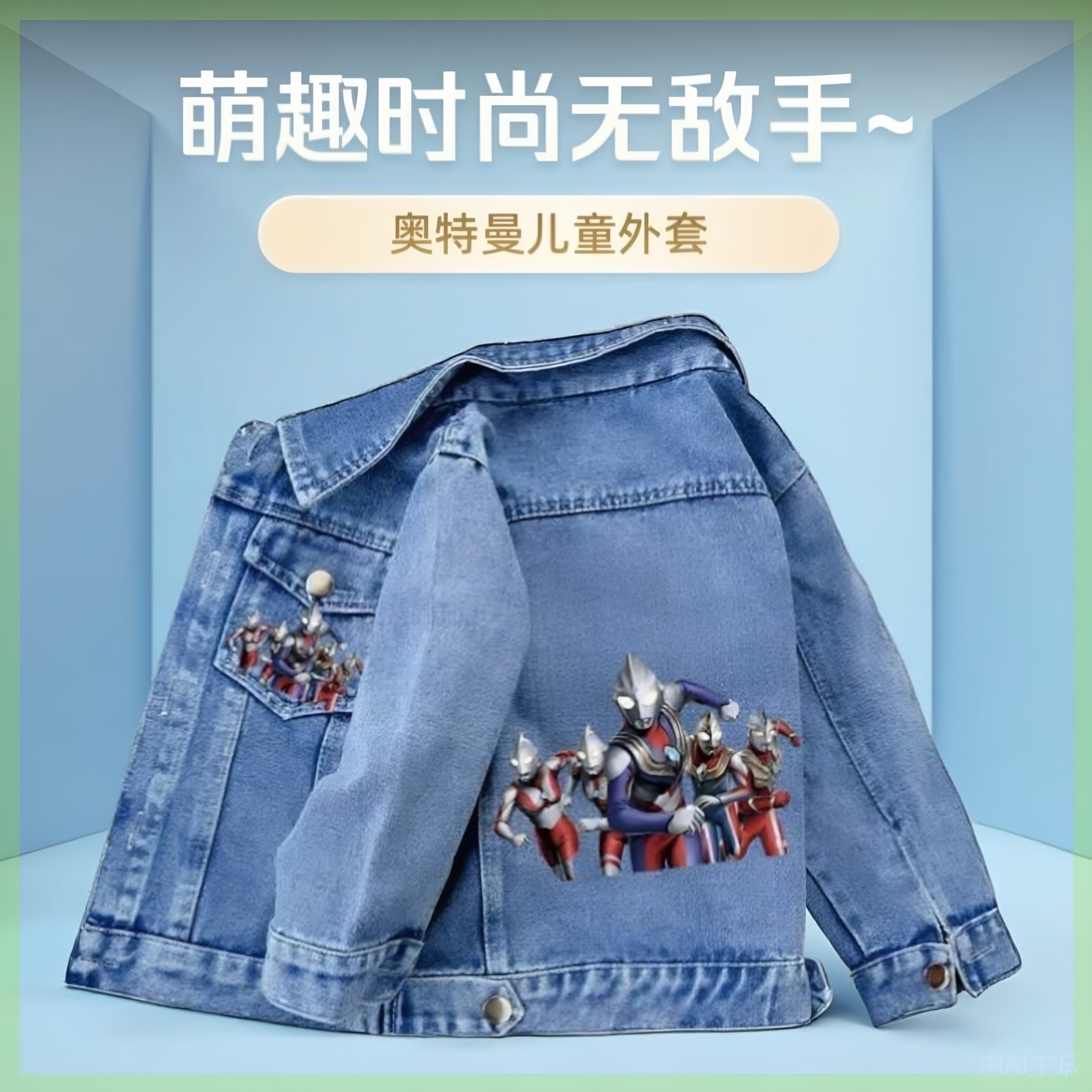 2026新款男童韩版牛仔衣春秋中小童帅气时髦夹克衫儿童奥特曼外套