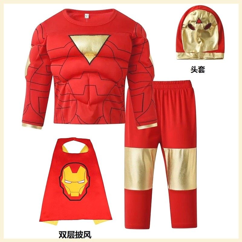 圣诞节儿童服装男童蜘蛛侠衣服cos美国队长奥特曼绿巨人肌肉套装
