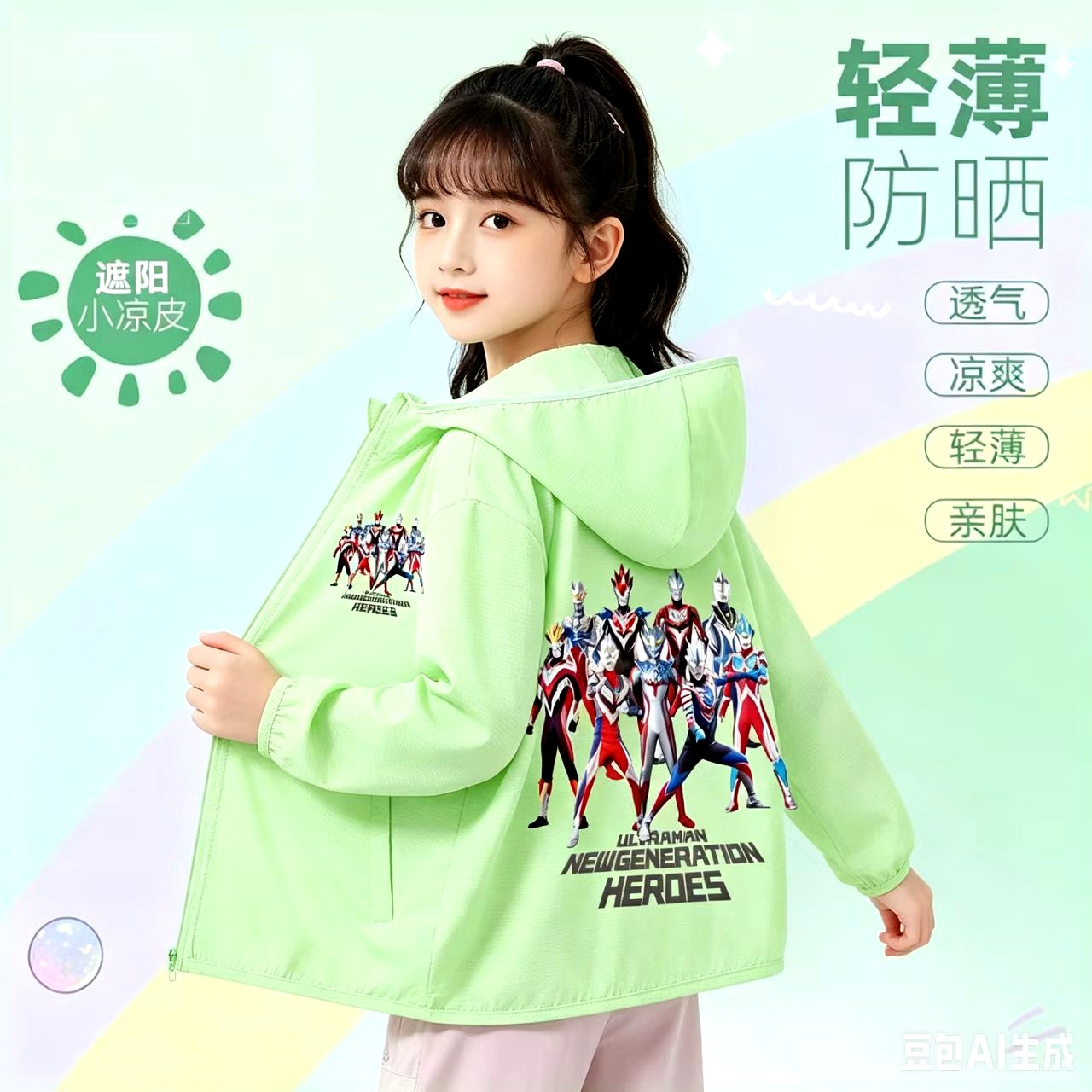 UPF50+夏季男女童赛罗奥特曼科技