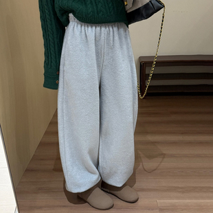 话里圈圈羊毛卫裤裤子2026冬季新款保暖加厚气质百搭高腰直筒长裤