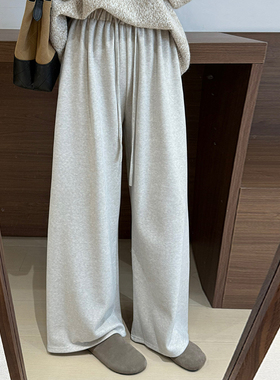 话里常规腰加绒羊绒直筒裤2025秋季新款韩版简约风小个子休闲长裤