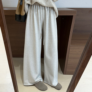 话里常规腰加绒羊绒直筒裤2025秋季新款韩版简约风小个子休闲长裤