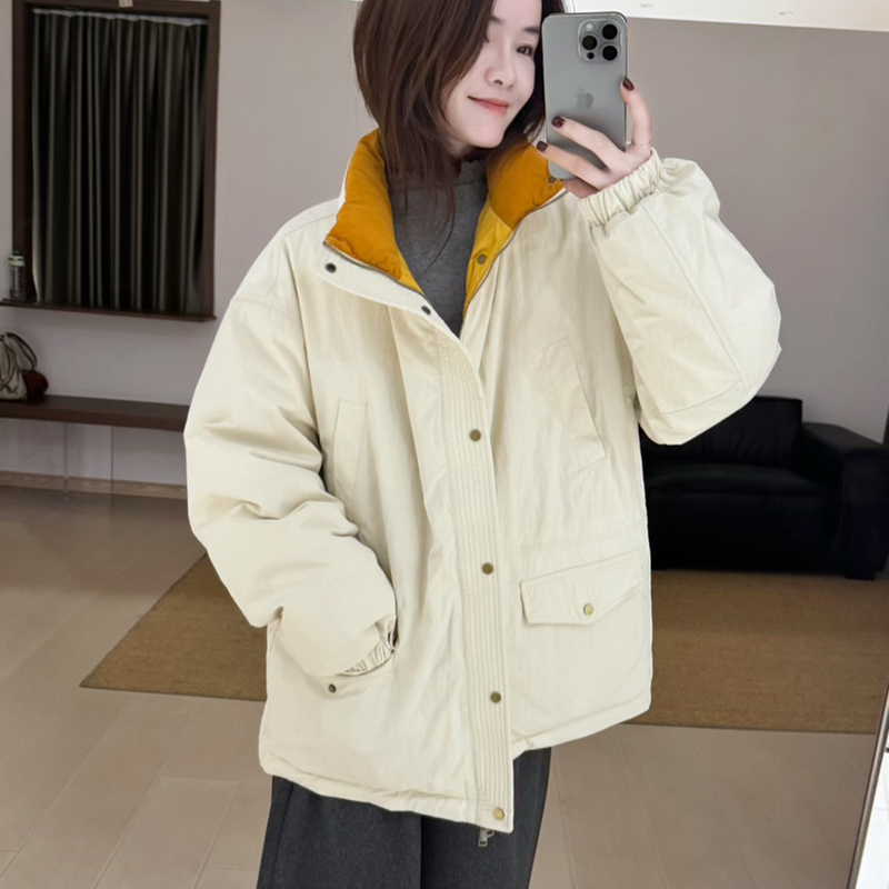 话里甜美气质百搭工装羽绒服