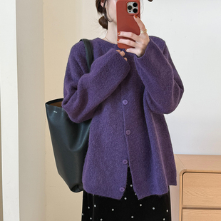 话里简约风早春开衫纽扣毛衣2026新款韩版休闲宽松显瘦慵懒风上衣
