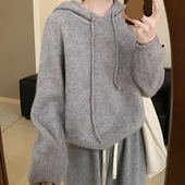 新款 舒适亲肤保暖柔软帽衫 2024冬季 纯色温柔气质宽松显瘦上衣女