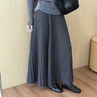 休闲加厚保暖半身裙女 韩版 话里淑女风高腰显瘦百褶裙2025冬季 新款