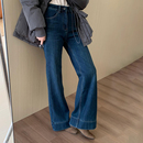 百搭有型休闲长裤 话里高腰显瘦单色牛仔裤 新款 2025秋季 弹力微喇裤