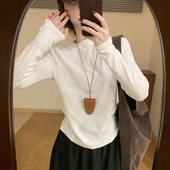 人手一件百搭款 上衣内搭 弹力白t恤2025秋季 简约保暖基础通勤长袖