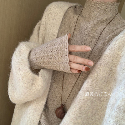 话里修身型高领纯色弹力针织打底衫2025秋季新款百搭显瘦针织衫