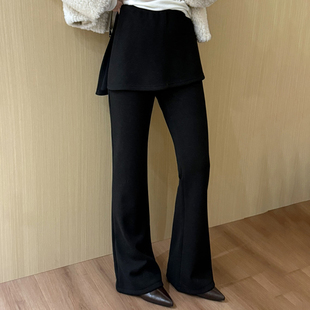 话里假两件叠穿一体屁帘裤2025冬季新款设计感显瘦加厚休闲裤长裤