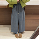 加厚保暖显瘦运动长裤 话里简约风加绒奶奶卫裤 韩版 新款 女 2025冬季