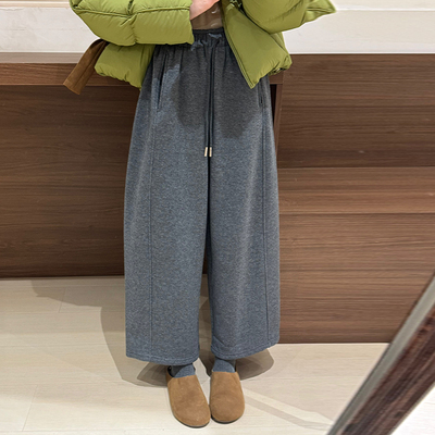 话里简约风加绒奶奶卫裤